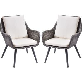 Outdoor Wicker Dining Chair PE Rattan Accent Chair with Beige Cushion Patio Garden Furniture (Option: as picture)