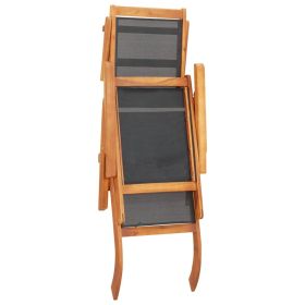 vidaXL Outdoor Deck Chair Solid Acacia Wood and Textilene (Option: as picture)
